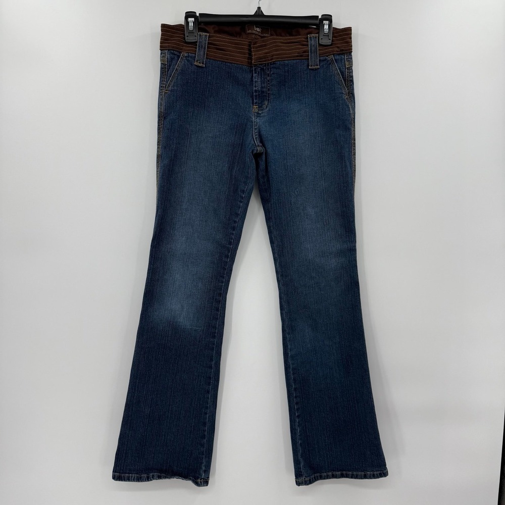 VINTAGE LEI Y2K JEANS SATIN TRIM FLARE BOHO LOW RISE‎ SIZE 9